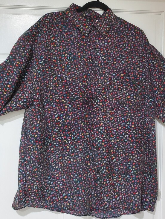 Summa Other - Summa Men's Vintage 100% Silk Button Down Shirt Size L Multicolor Mosaic